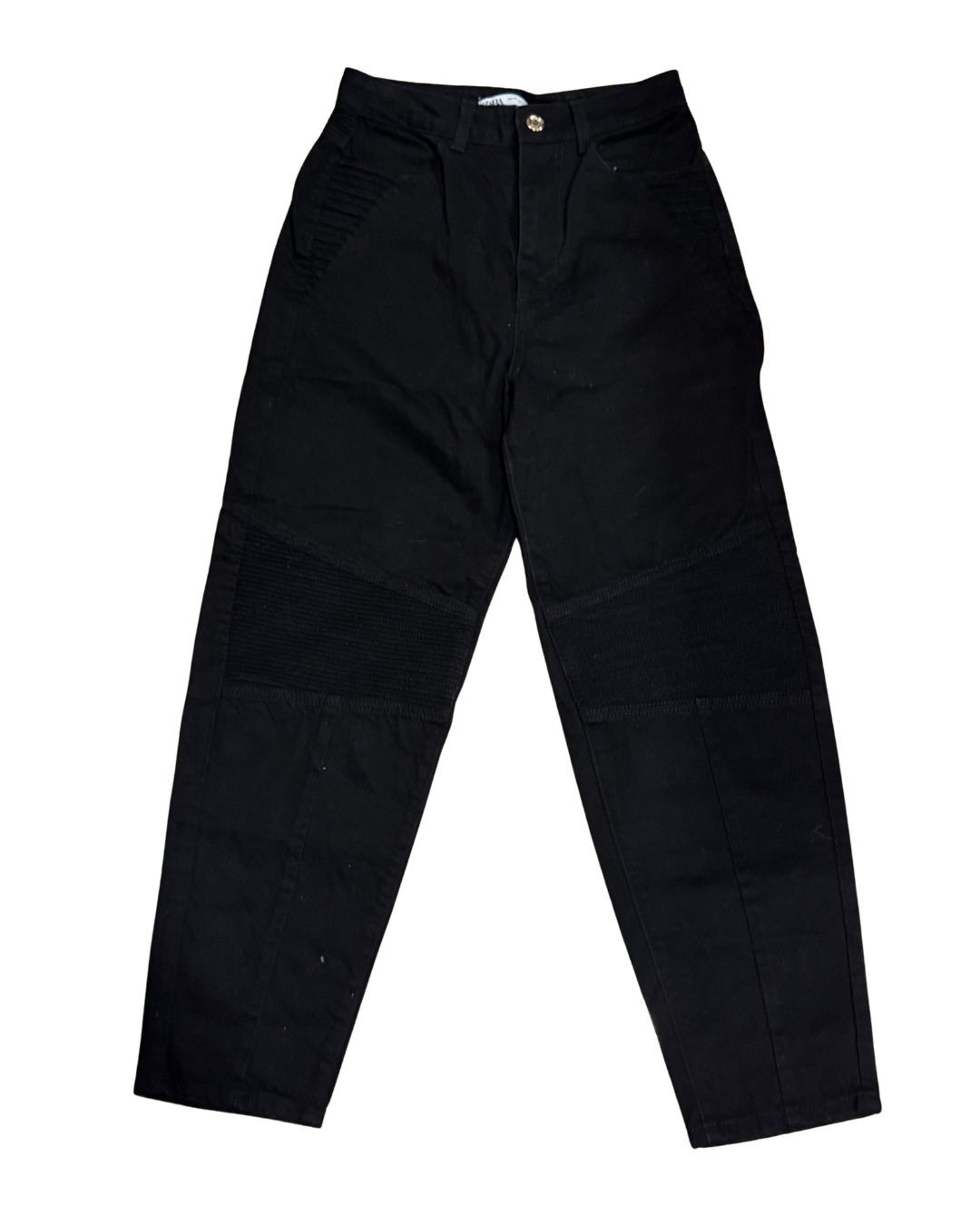 Zara Black Knee Patch Jeans Size - 4
