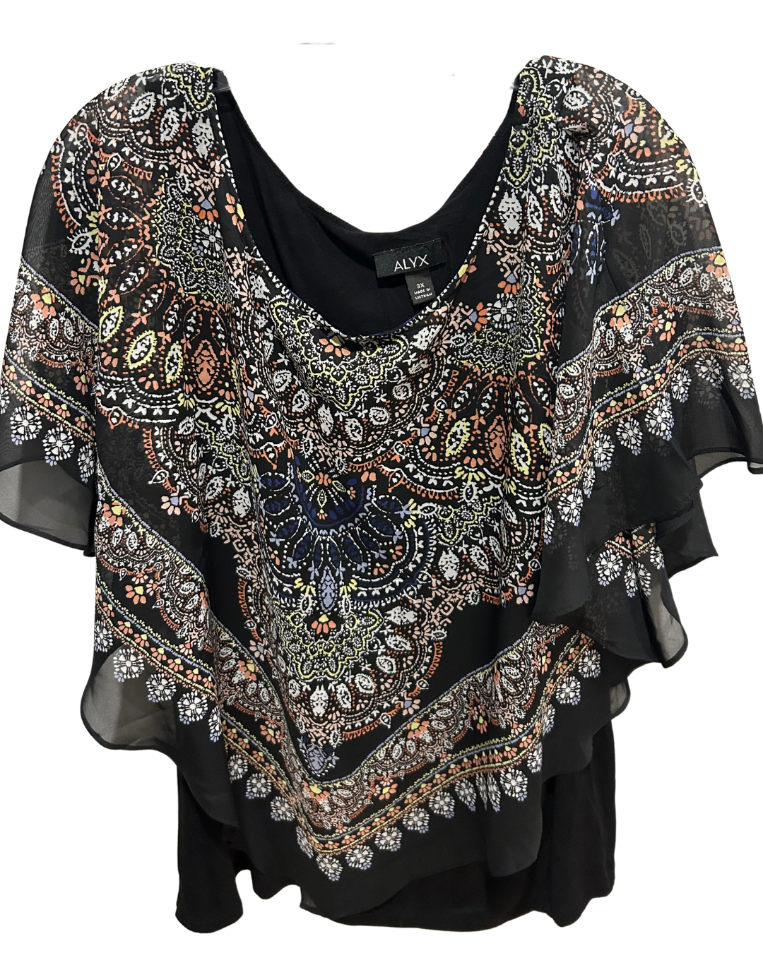 Paisley Elegance Chiffon Layered Top - XL