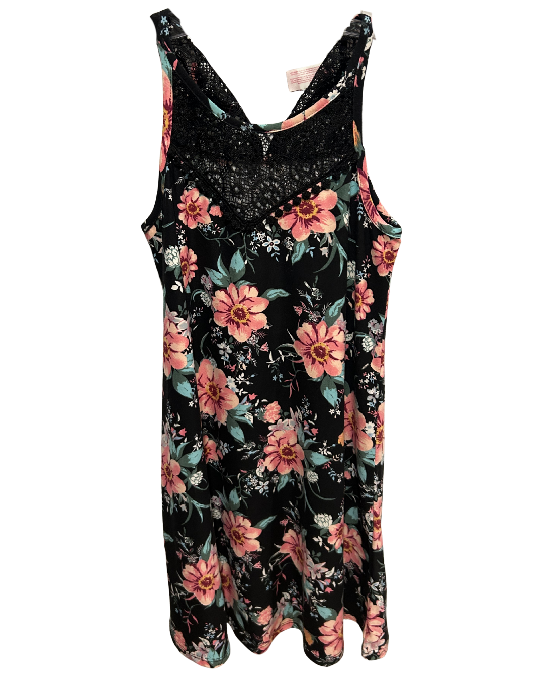 Elegant Floral Lace-Trim Sleeveless Dress - XS