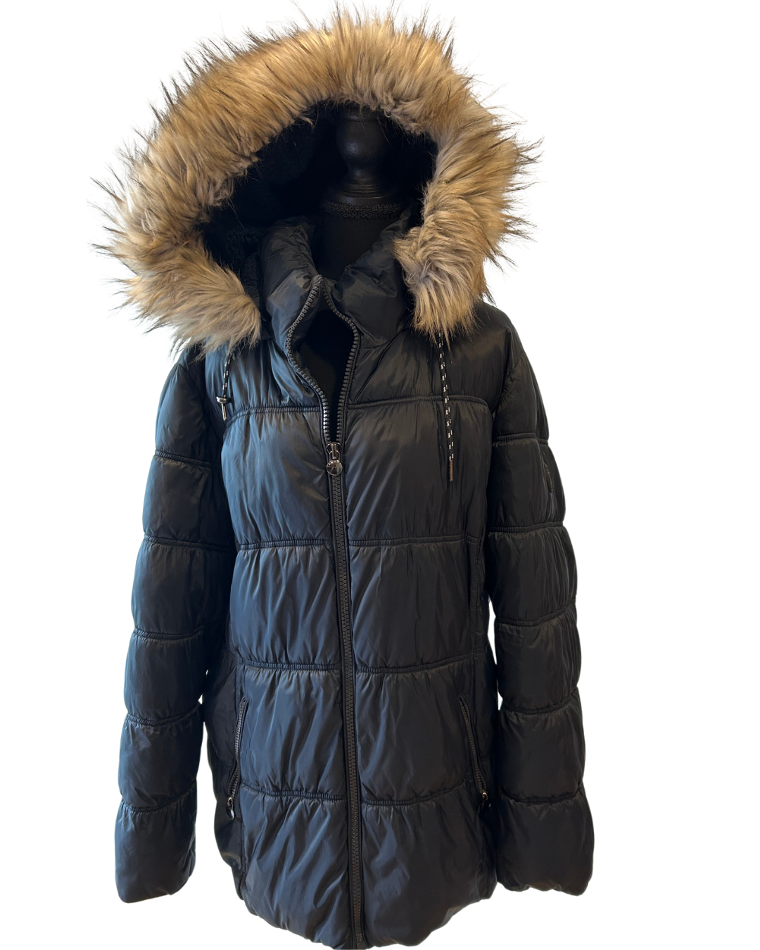 XXL Faux Fur Hooded Puffer Jacket
