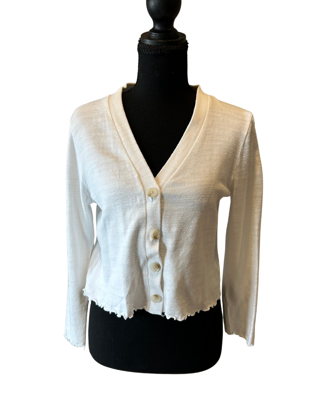 Chic White Button-Up Cardigan Size XL