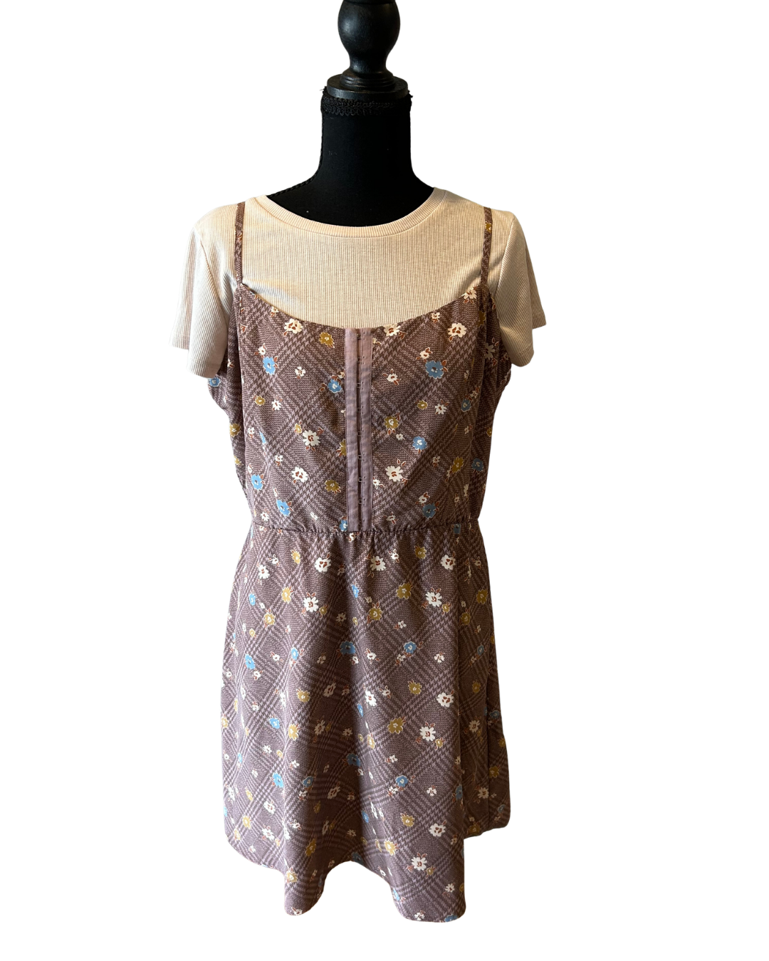 Vintage Floral Sundress with Layered T-Shirt