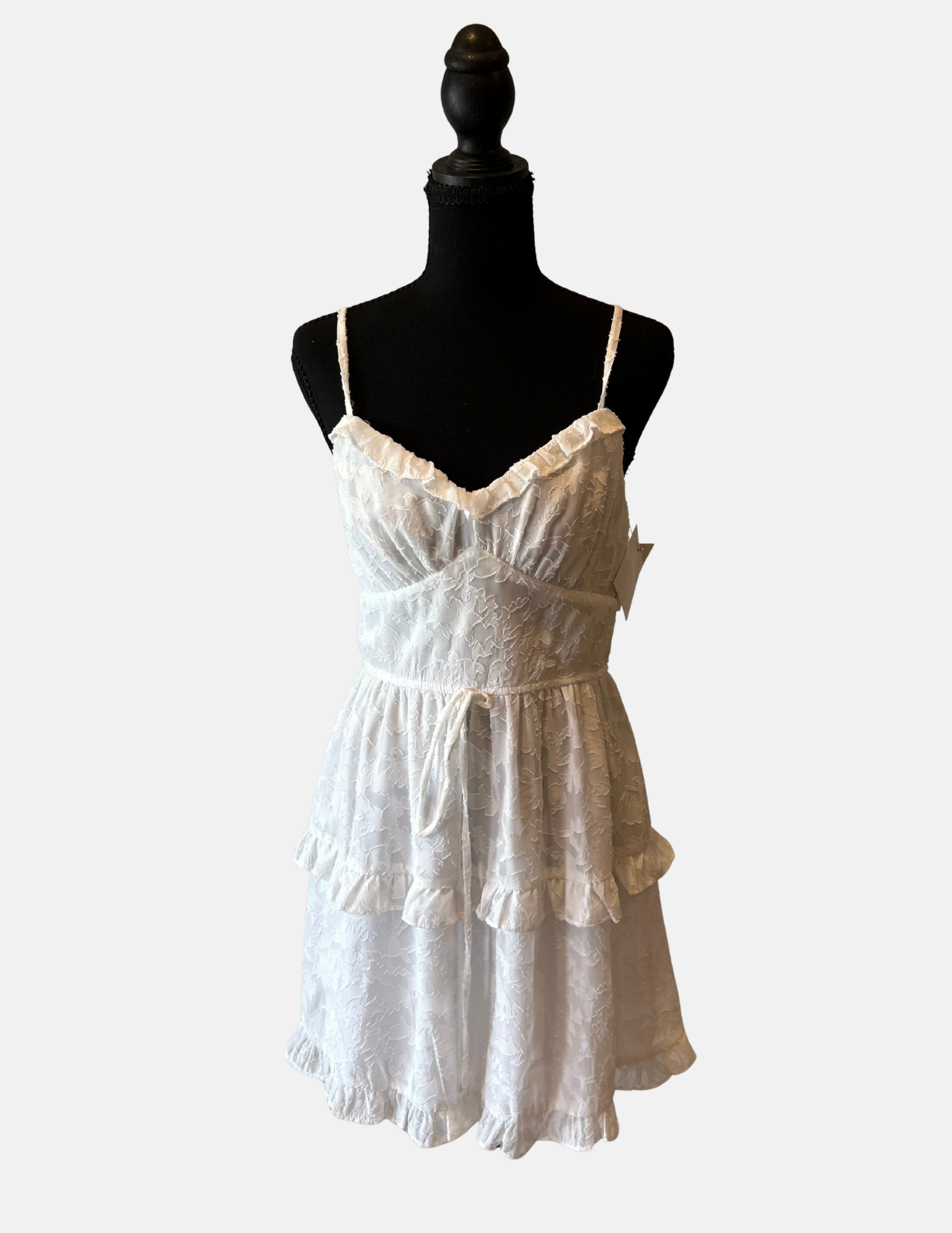 White Lace Ruffle Dress Size - S