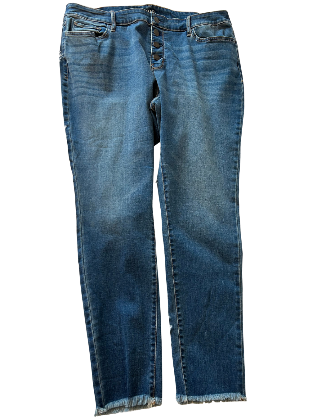 Trendy Fringed Hem Jeans - Size 18