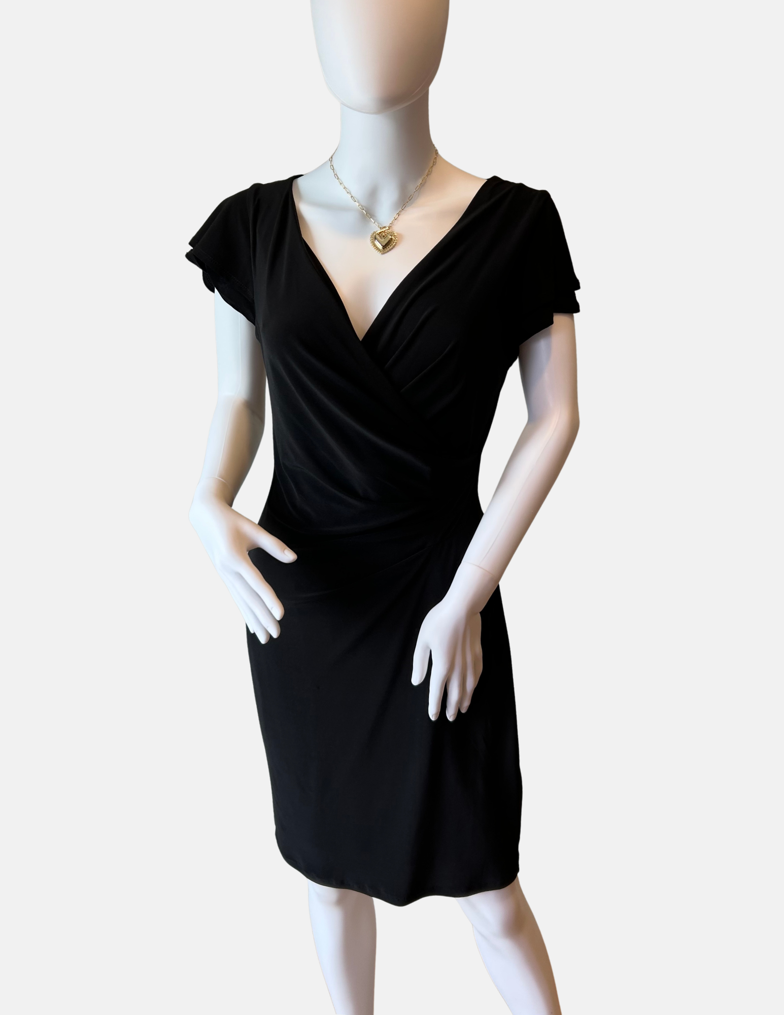 Elegant Classic Black Wrap Dress Size - S