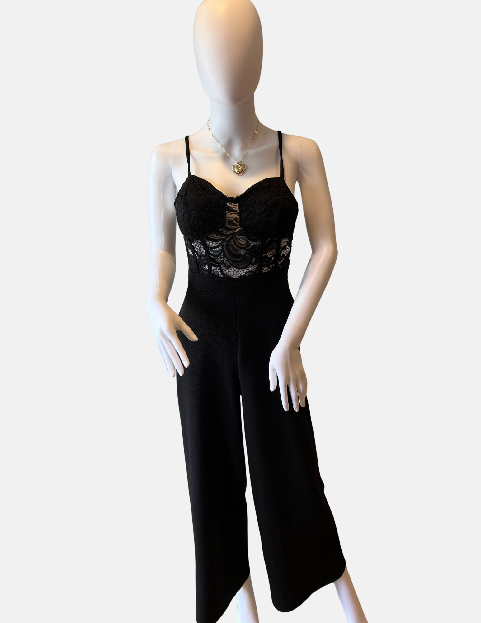 Black Lace Detail Jumpsuit Size - S