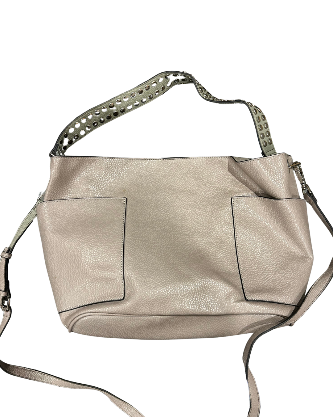 Elegant Beige/ Light Grey Vegan Leather Shoulder Bag