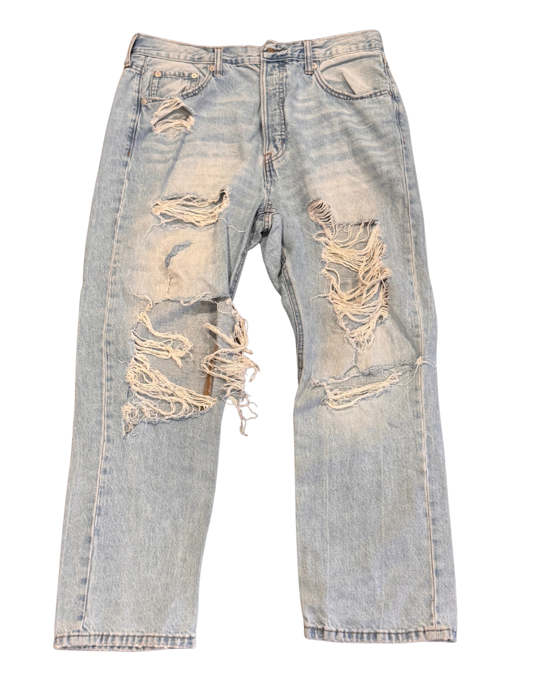 Distressed Light Wash Ripped Jeans Size - 14