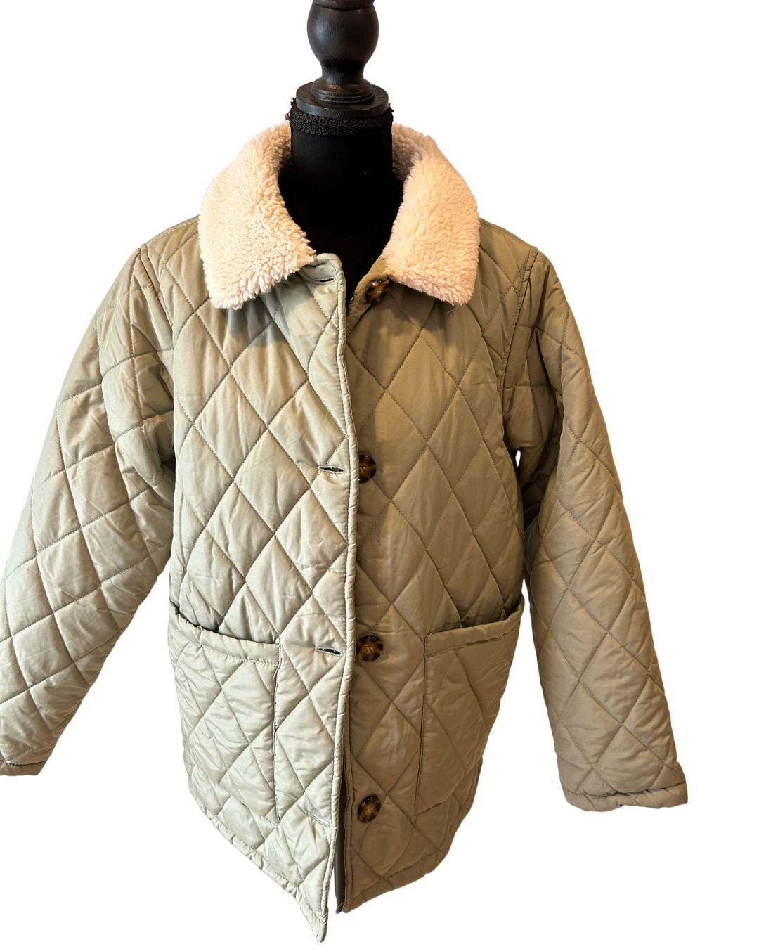 Vintage Quilted Jacket with Sherpa Collar Size - L