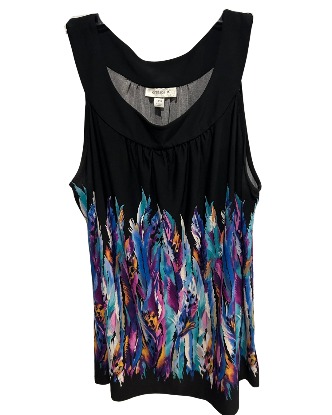 Vibrant Feather-Print XL Tank Top