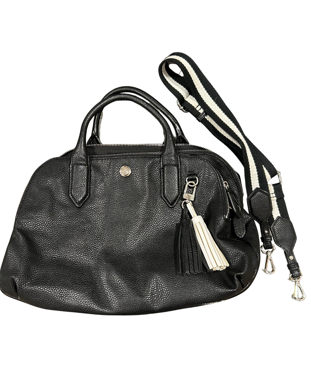 Black Luxe Leather Handbag with Adjustable Strap