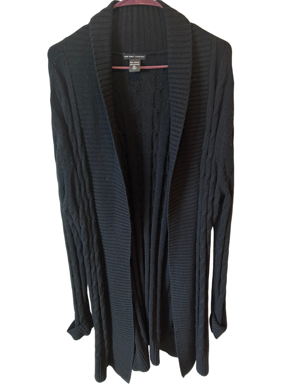 XL Cable Knit Open Front Cardigan