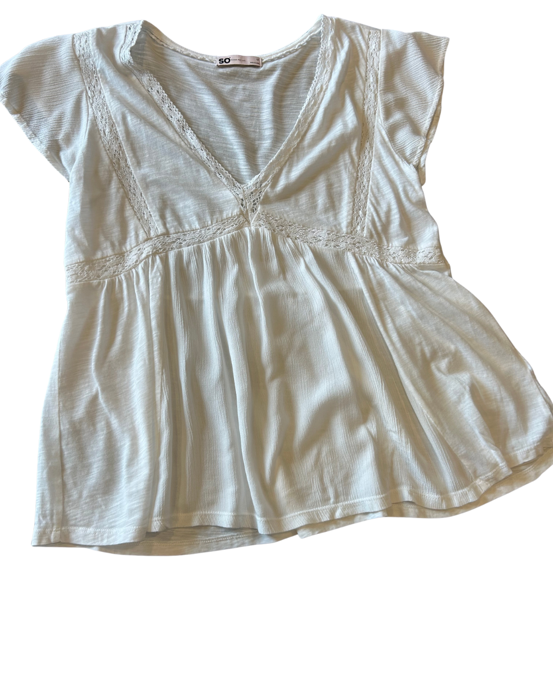 Chic Lace-Detail Boho Blouse Size M
