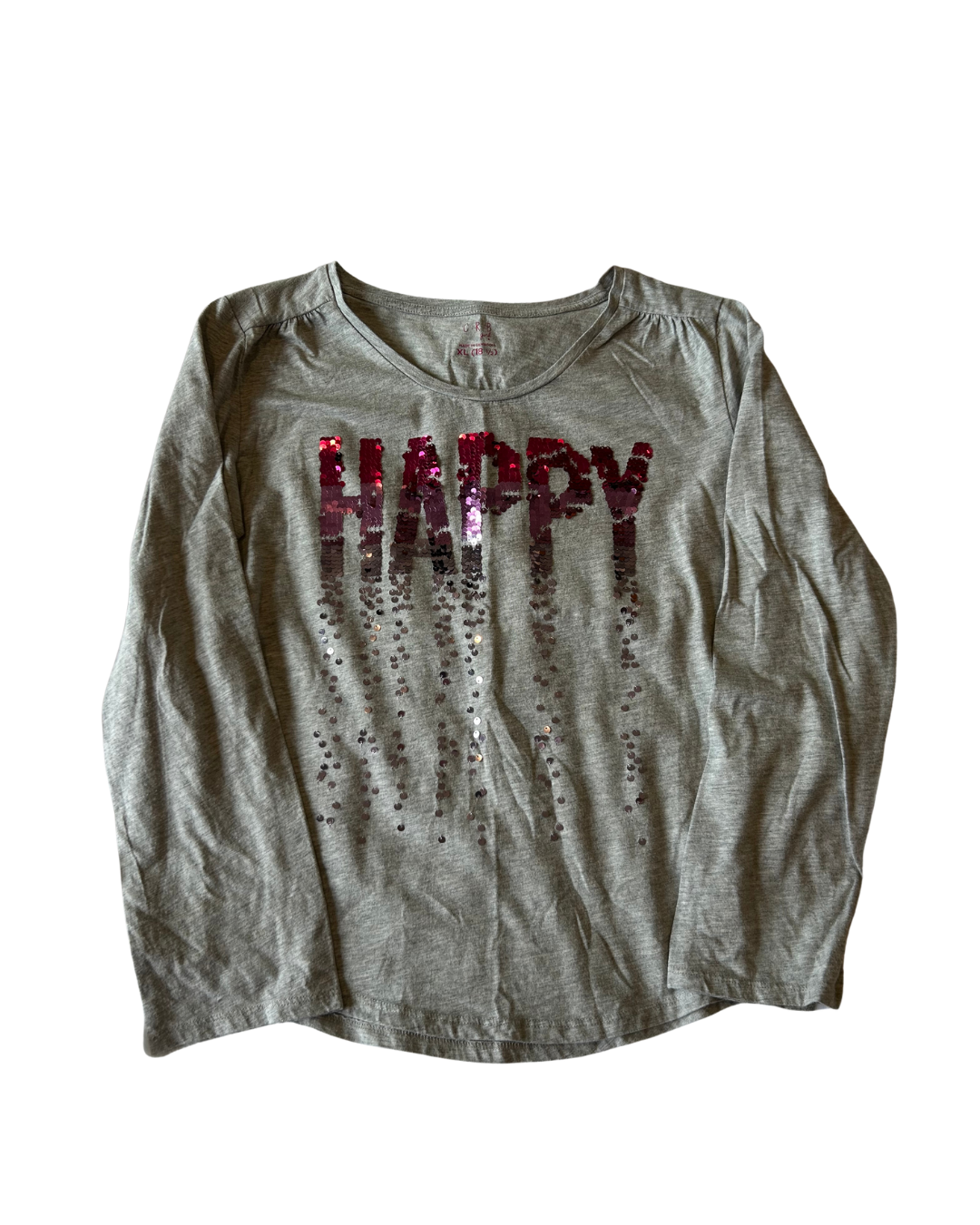 Sequin 'HAPPY' Long Sleeve Women's Top Size XL