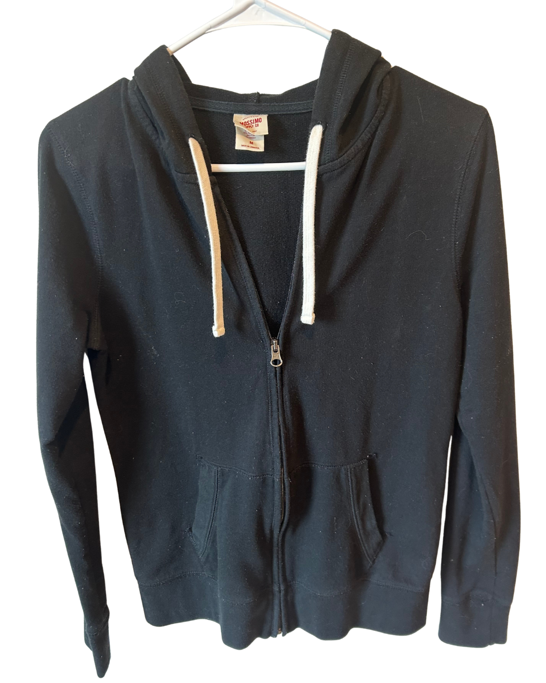 Classic Black Zip-Up Hoodie - Size M