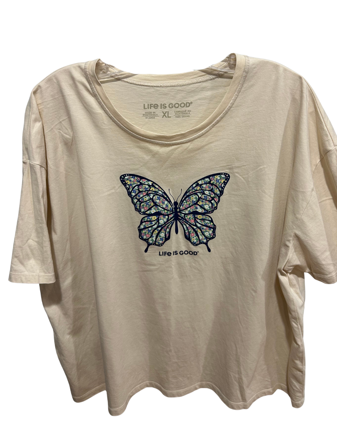 'Life is Good' Butterfly Graphic T-Shirt - Size XL
