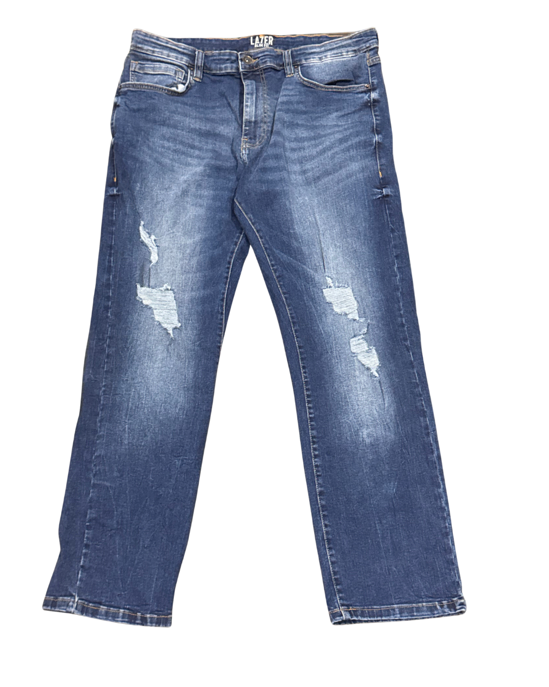 Men's Distressed Blue Denim Jeans