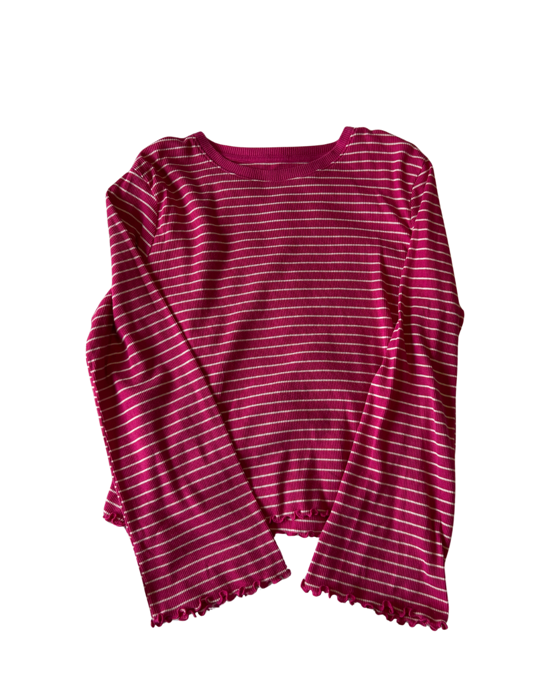 Chic Pink Striped Long-Sleeve Top Size XXXL