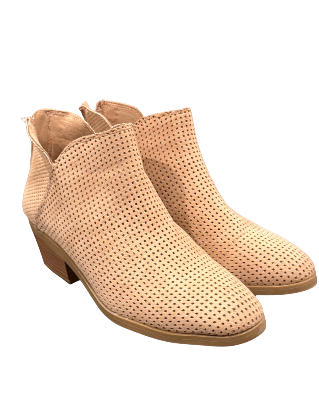 Perforated Beige Ankle Boots  Size - 6