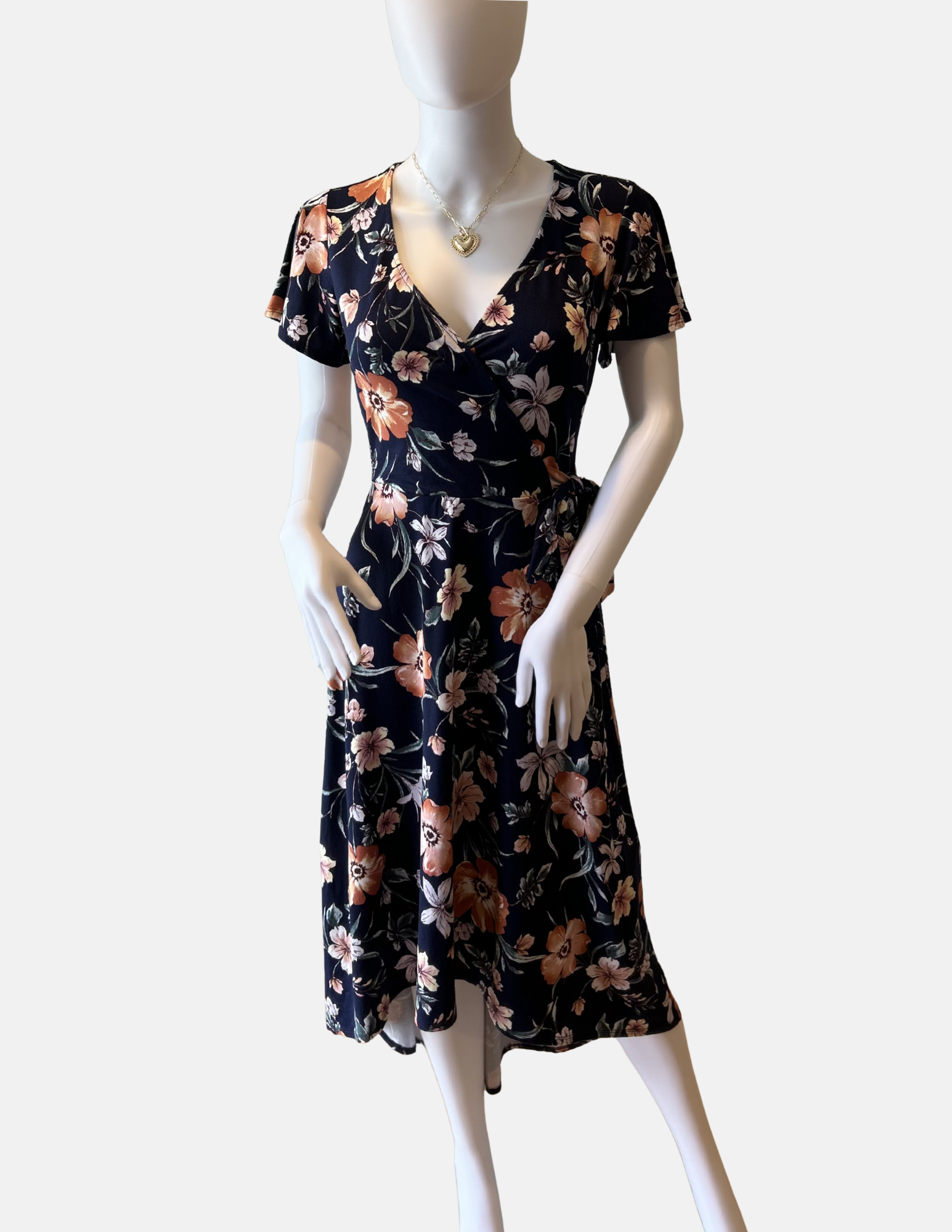 Elegant Floral Wrap Dress Size - S