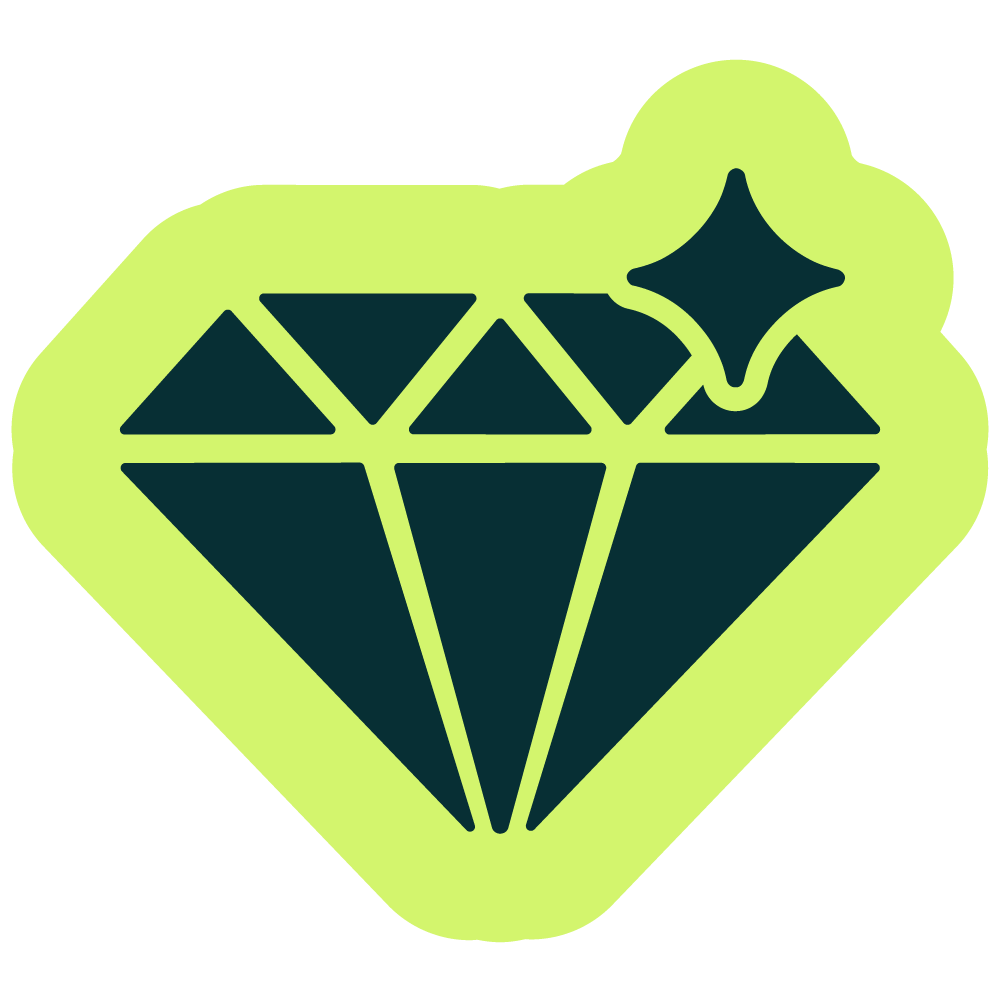 Une illustration d'un diamant avec une étoile brillamment scintillante à côté.