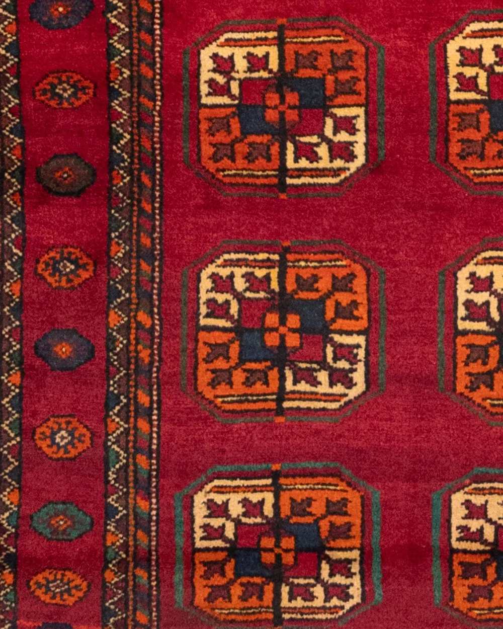 Vintage Turkoman Long Rug in red wool, handwoven, 314 × 156 cm