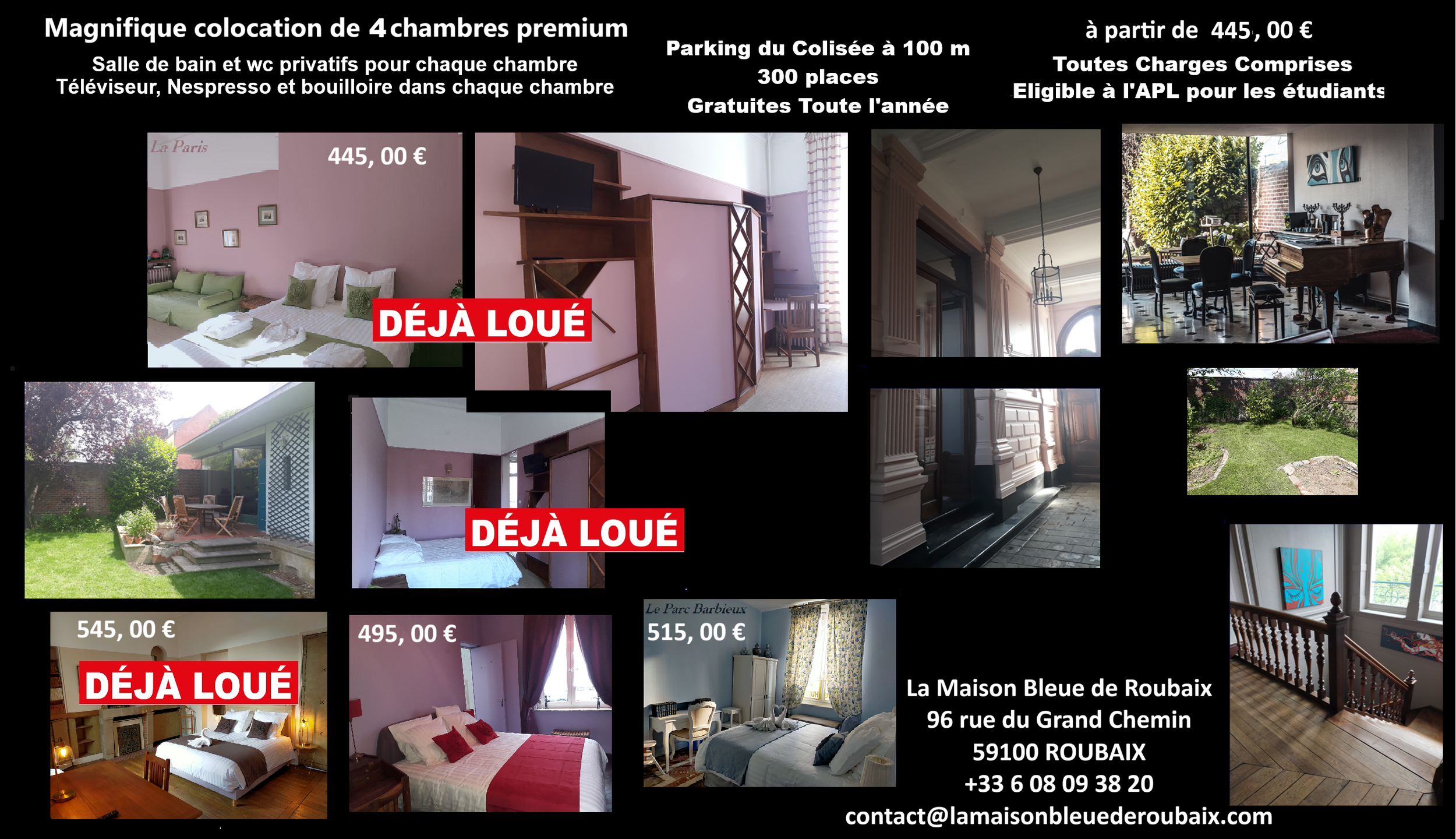 2 chambres disponibles pour une magnifique colocation en plein centre de Roubaix au Calme avec du Cachet et proche de toutes les commodités