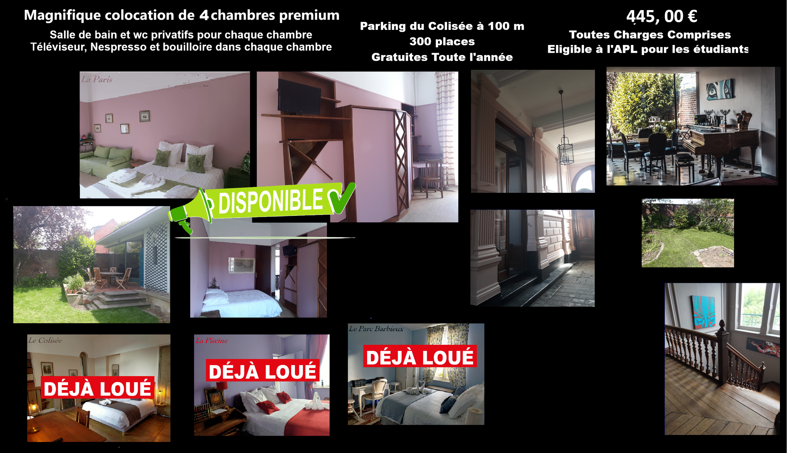 1 chambres disponible pour une magnifique colocation en plein centre de Roubaix au Calme avec du Cachet et proche de toutes les commodités