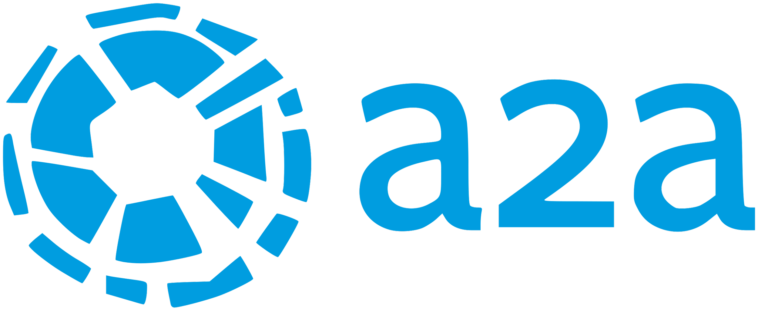 Logo blu con cerchio frammentato e testo 'a23' in blu