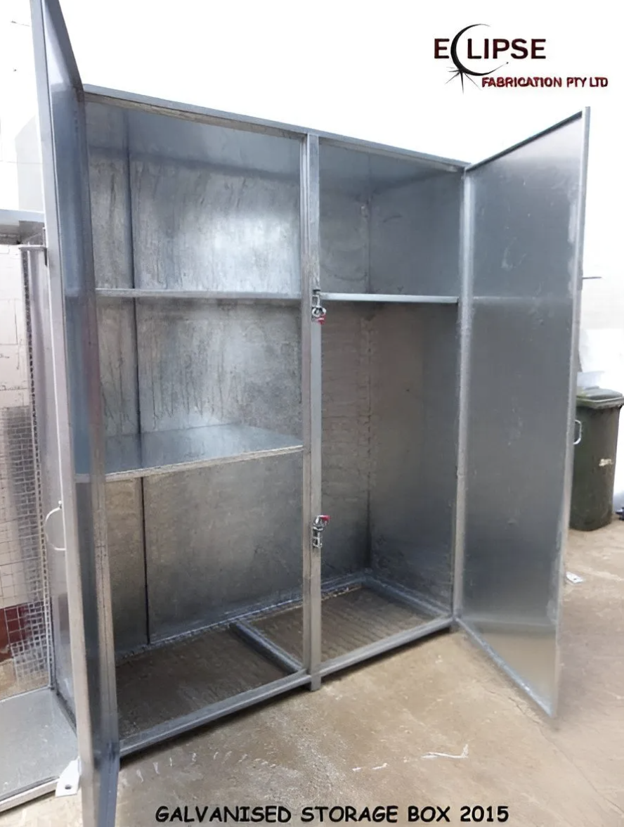 Custom aluminium storage cabinet fabricated by Eclipse Fabrication in Atherton Tablelands