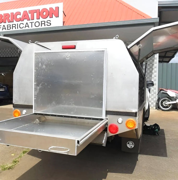 Custom aluminium ute storage system and toolbox fabricated by Eclipse Fabrication in Atherton Queensland
