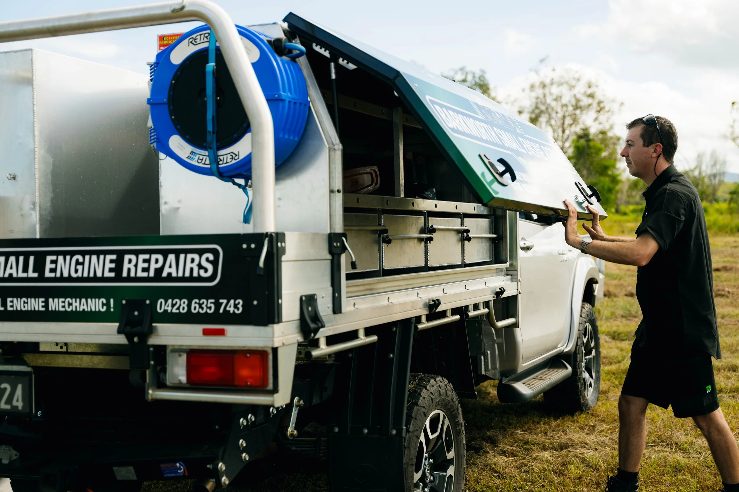 Custom aluminium ute tray with canopy storage system built by Eclipse Fabrication in Atherton, Far North Queensland