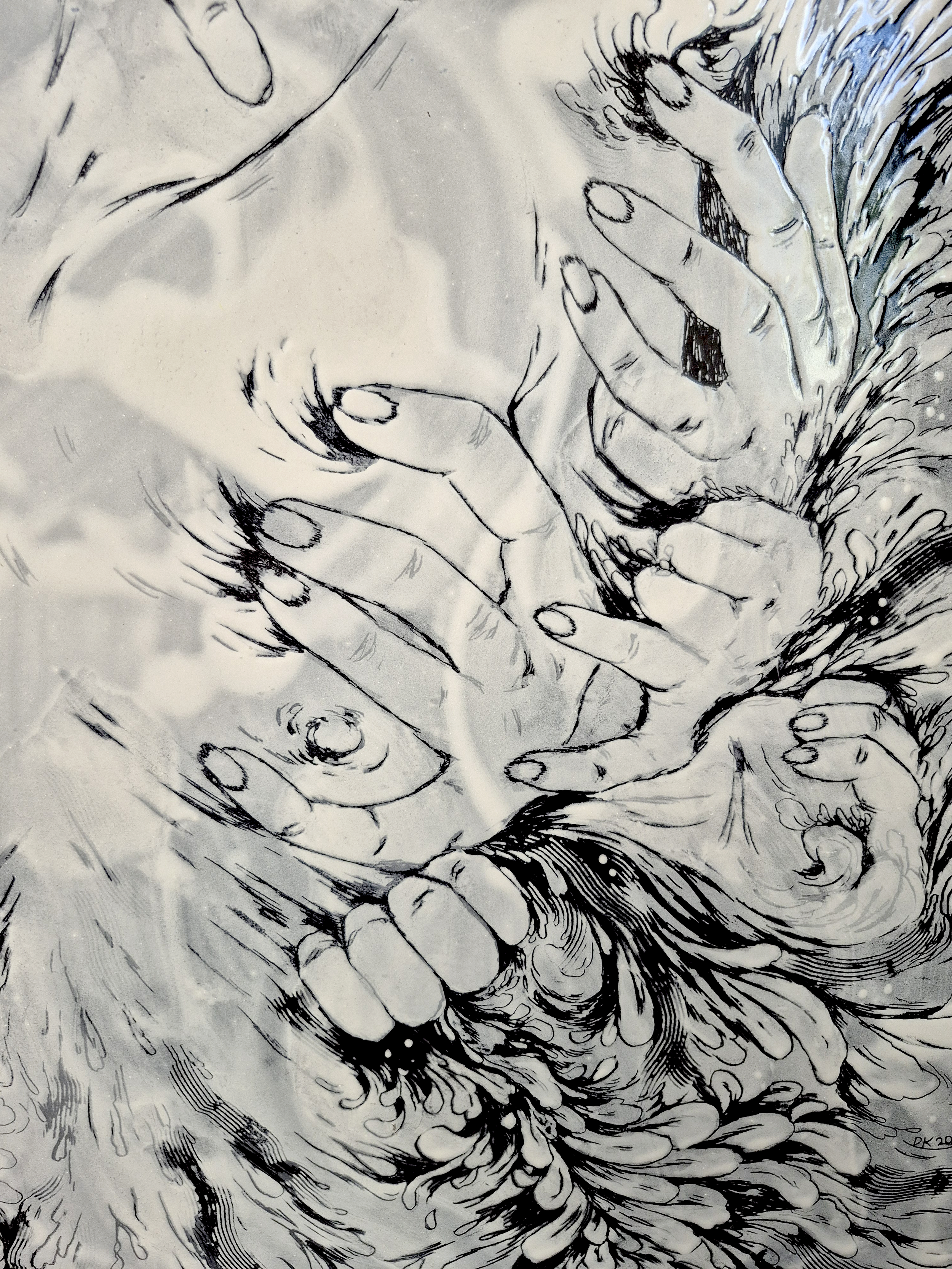 TAKE A DEEP BREATH,2026, Enamel fine art, Close up 7, Dorota Kaustová