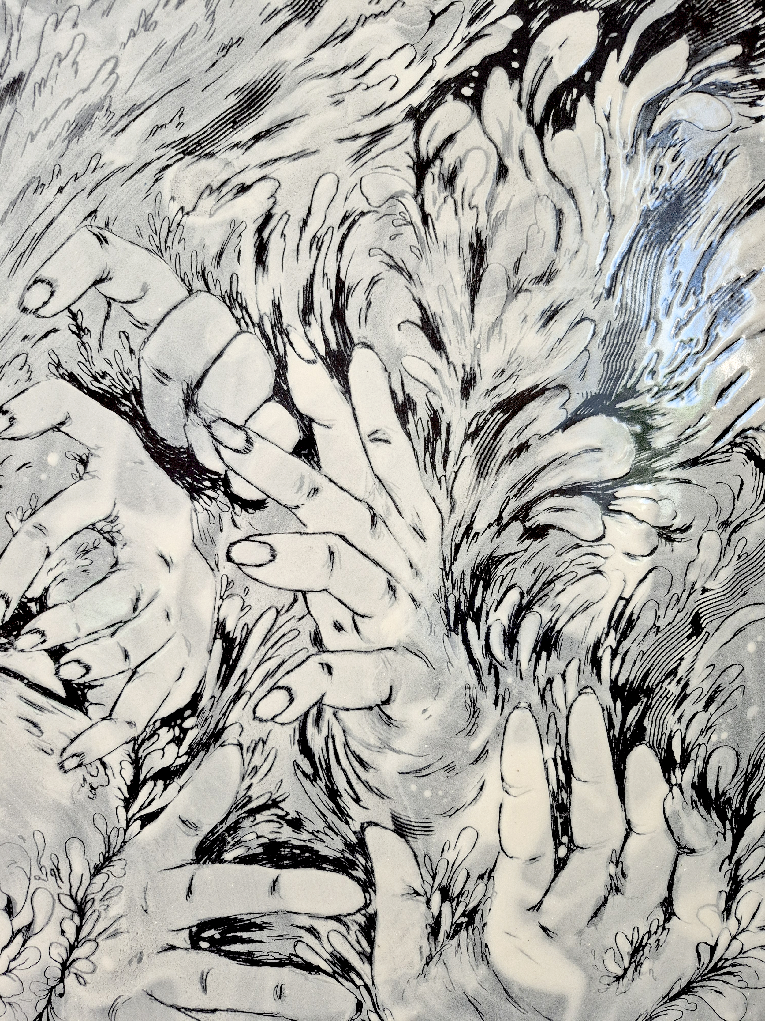 TAKE A DEEP BREATH,2026, Enamel fine art, Close up 5, Dorota Kaustová