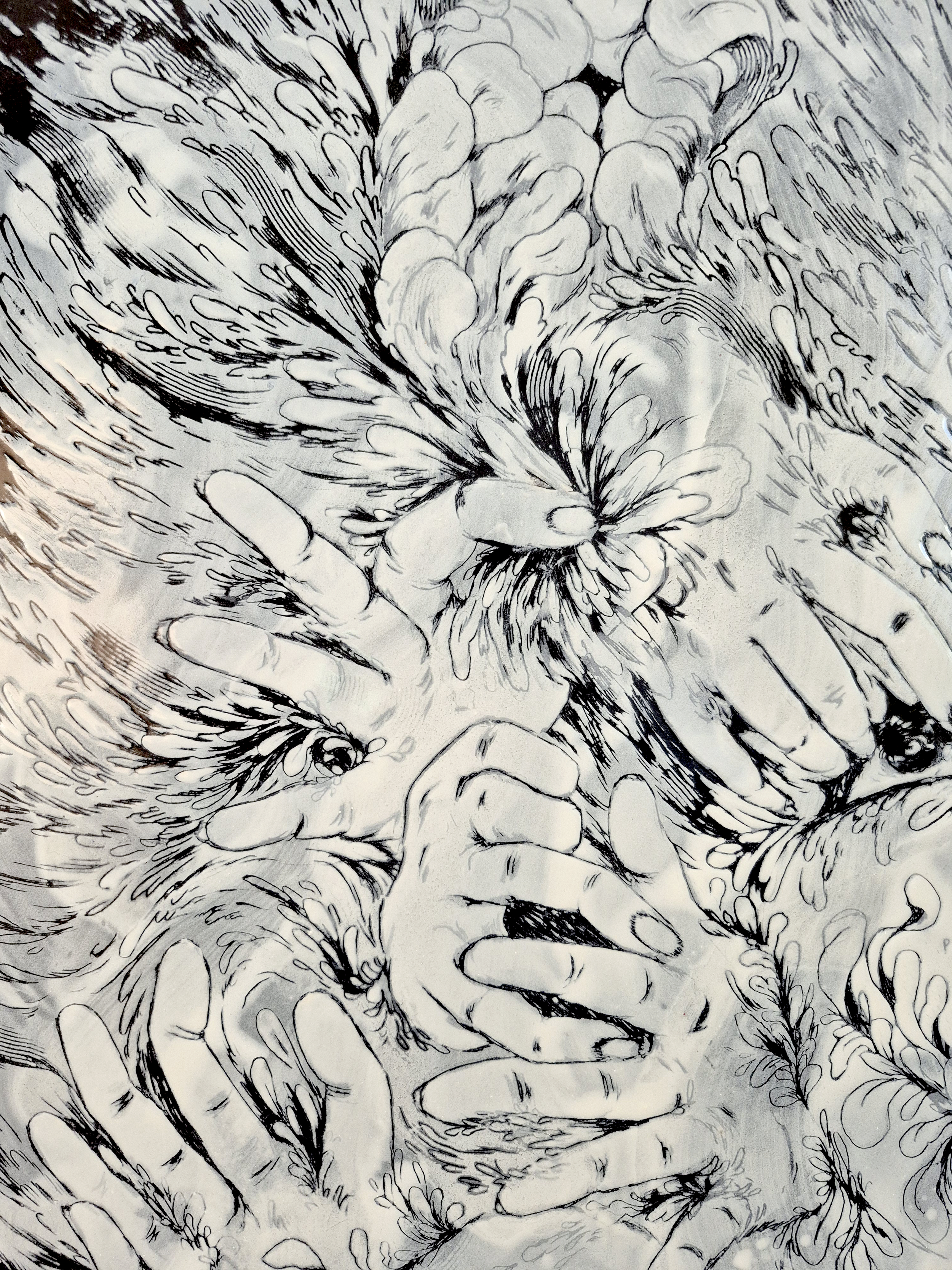 TAKE A DEEP BREATH,2026, Enamel fine art, Close up 3, Dorota Kaustová