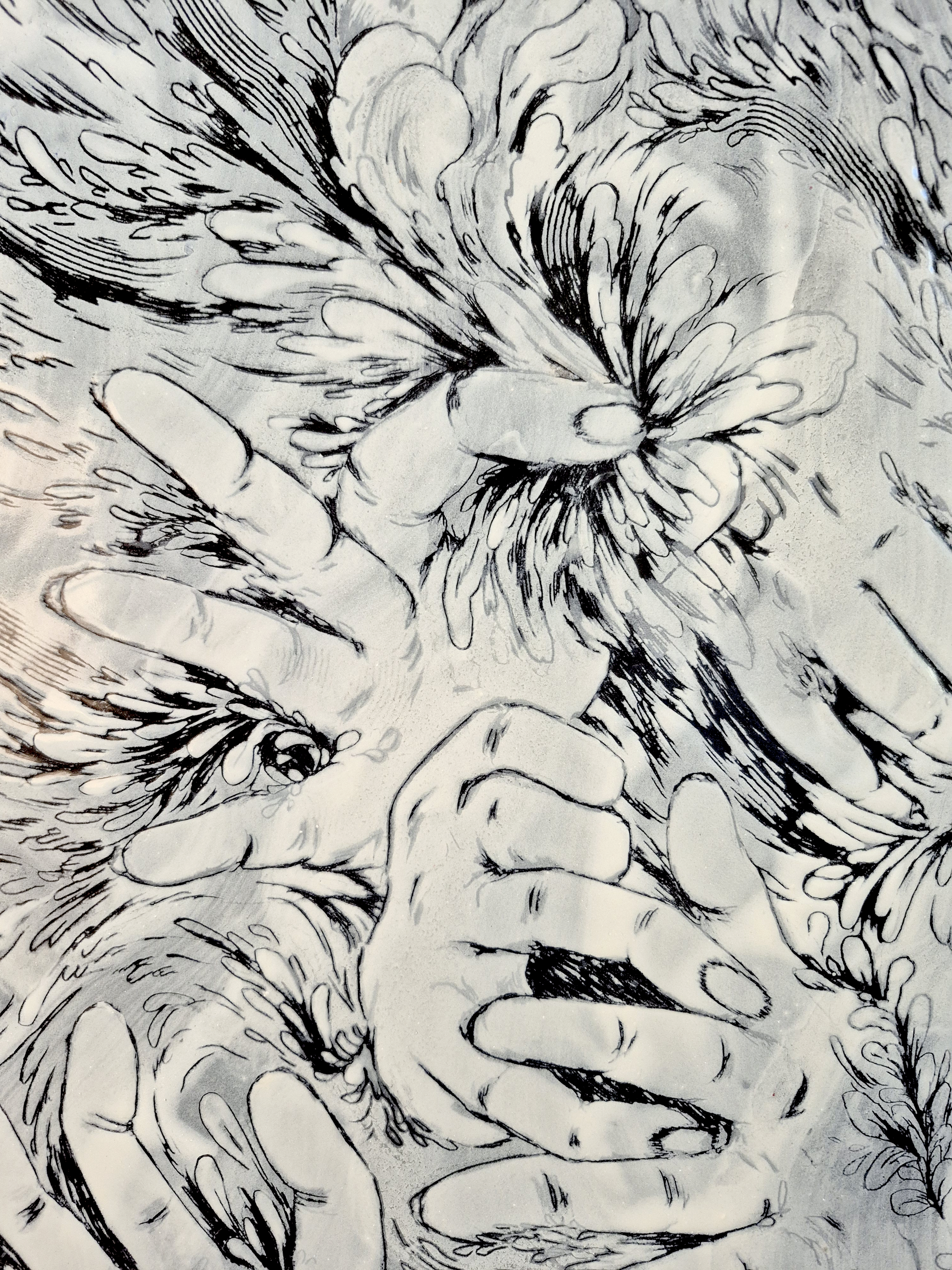 TAKE A DEEP BREATH,2026, Enamel fine art, Close up 4, Dorota Kaustová