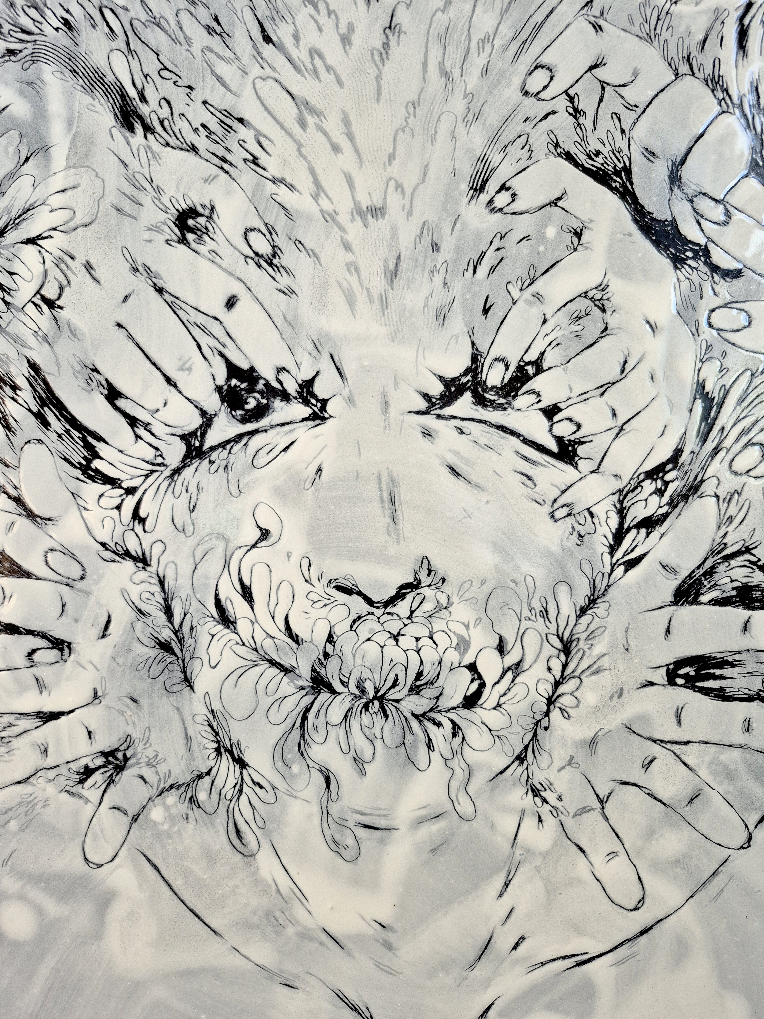 TAKE A DEEP BREATH,2026, Enamel fine art, Close up 1, Dorota Kaustová