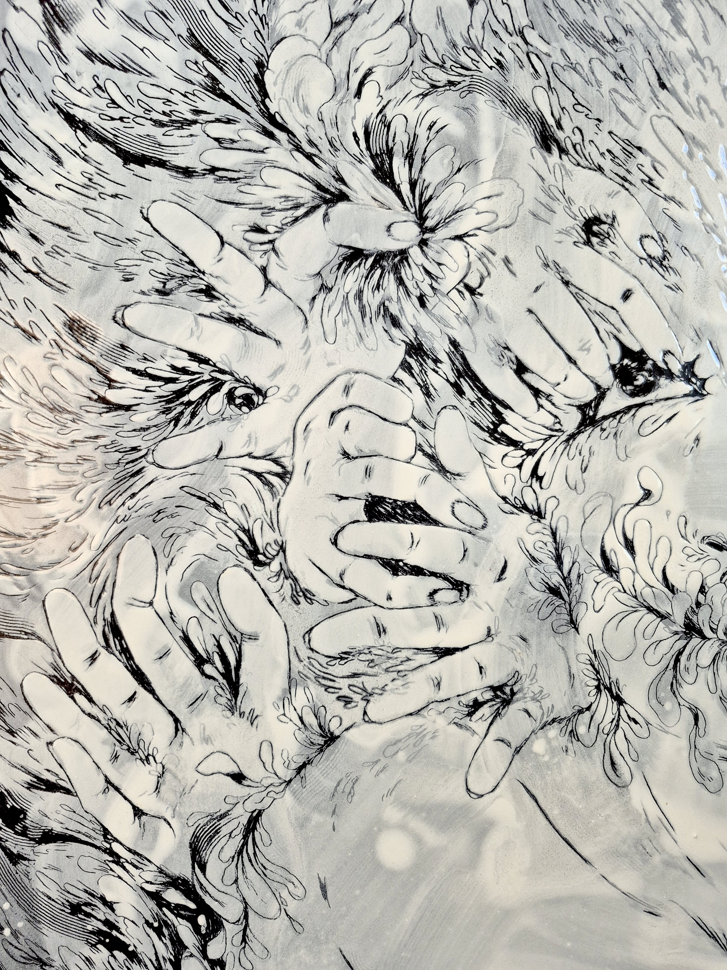 TAKE A DEEP BREATH,2026, Enamel fine art, Close up 2, Dorota Kaustová