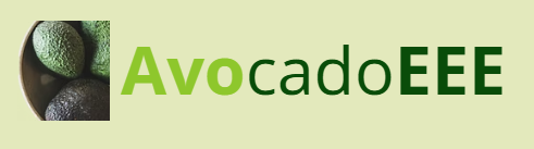Close-up of avocados with the text 'AvocadoEE' on a light green background.