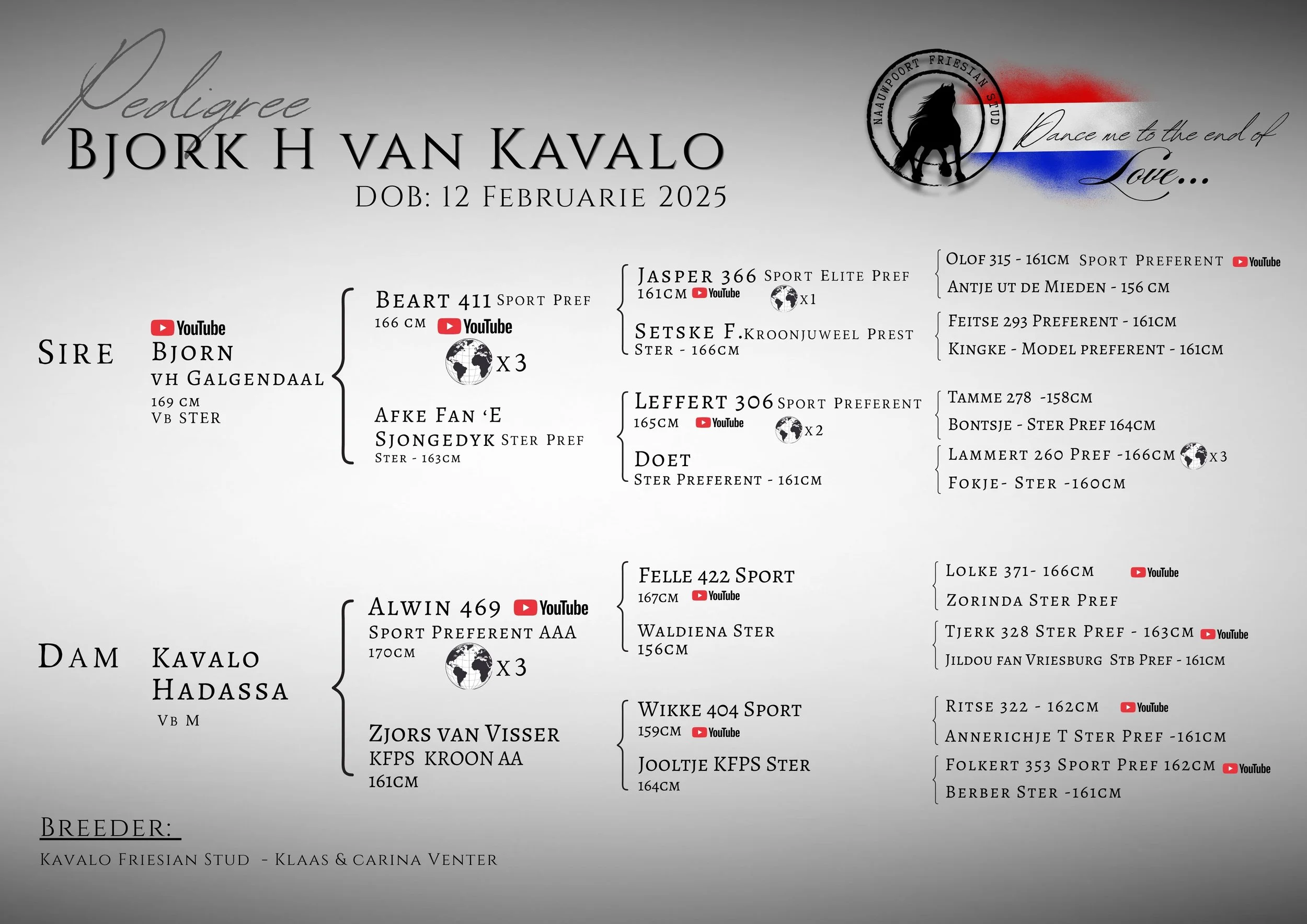 Pedigree Bjork H van Kavalo