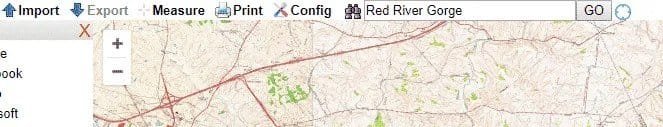 The CalTopo search bar