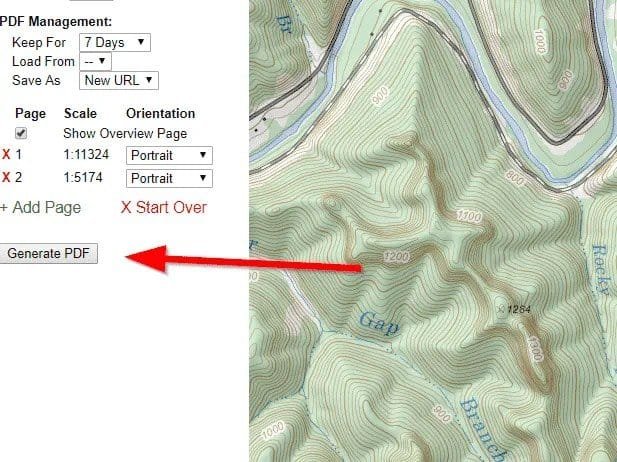 Generating a PDF map with CalTopo.