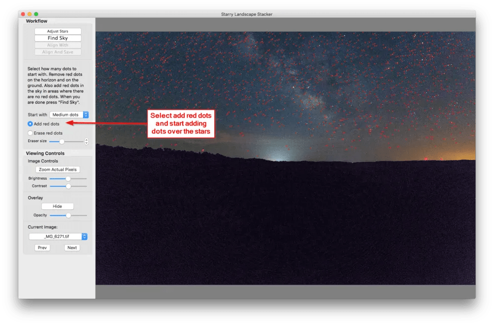 Add red dots in Starry Landscape Stacker.
