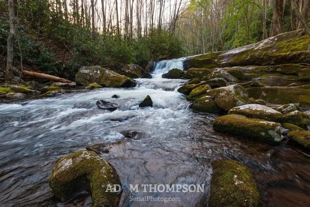 A waterfall along the Middle Prong Trail in the Great Smoky Mountains.