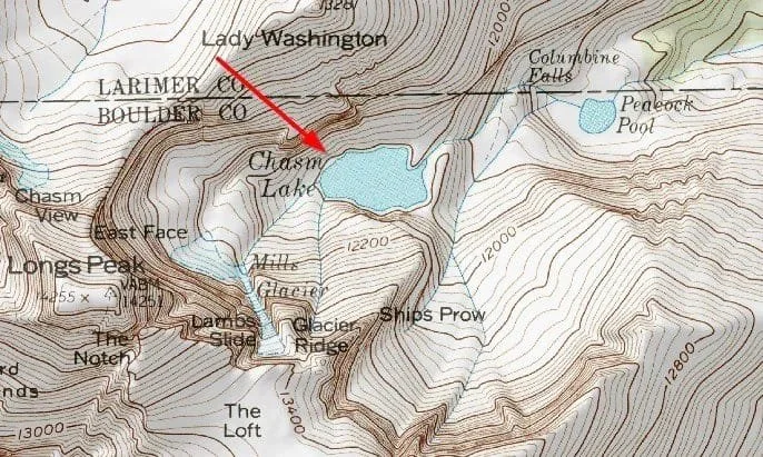 An example of a cirque near Longs Peak in the Rockies.