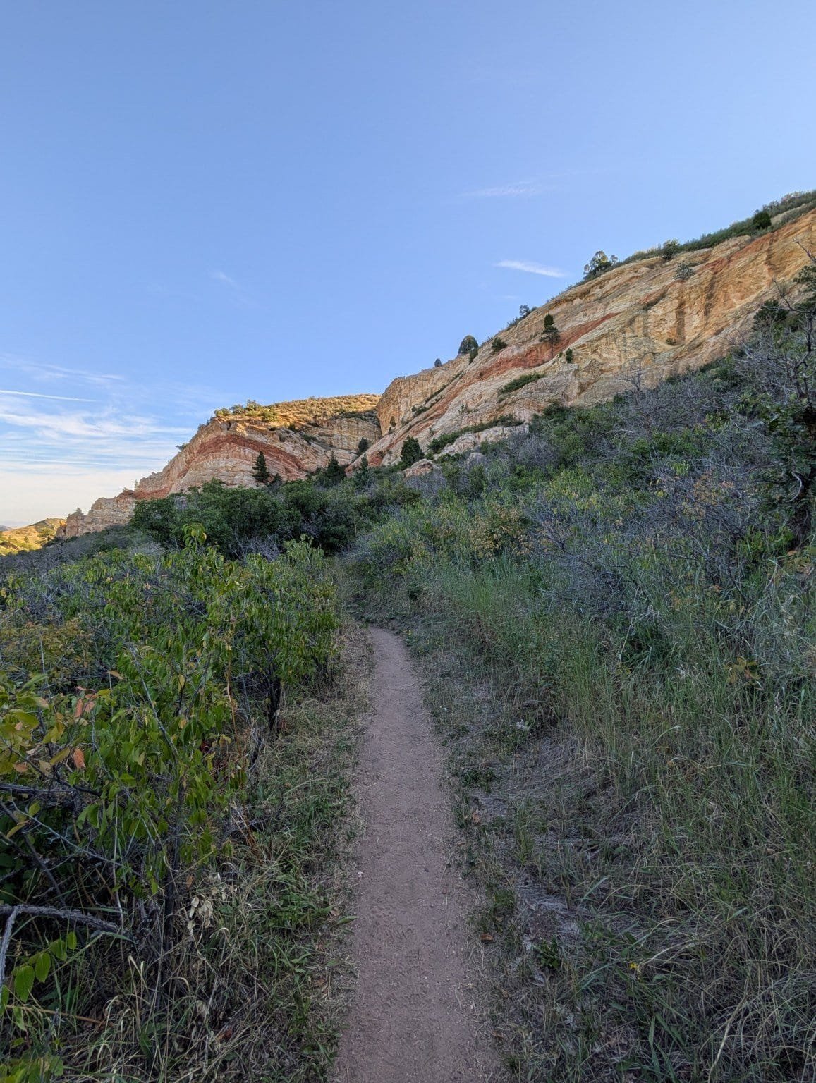 Interesting rock layers along the cliffs in Roxborough State Park, Colorado.