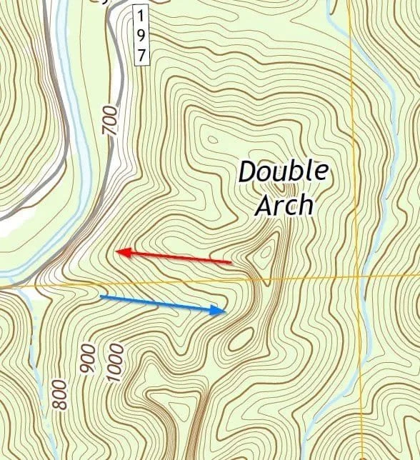 An example illustrating uphill vs. downhill on a topographic map.