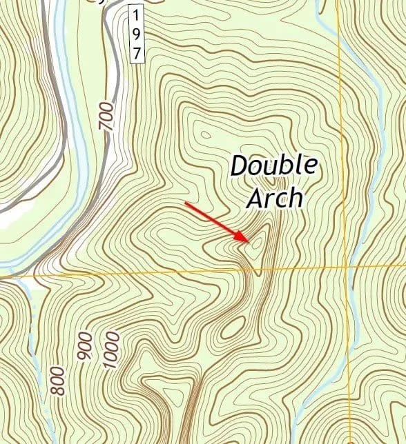 An example of the peak of a hill in the Double Arch region of Red River Gorge.