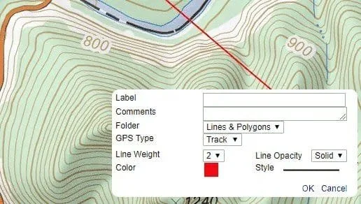 Customizing a line in CalTopo.