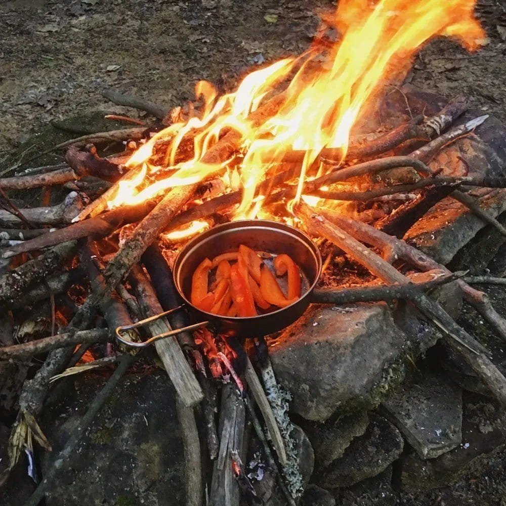 Roasting some red bell peppers over my campfire in the Red River Gorge.